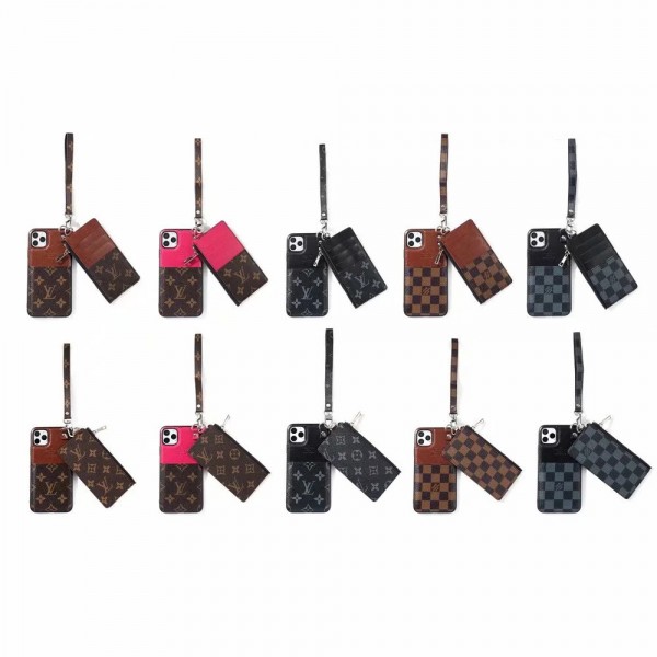 ルイ ヴィトン/LV iphone 11/11 Pro Maxケース 大人気iphone12/12mini/12pro/12pro maxケース ファッションブランド アイフォン 8/7 plusケースポケッ付きレザーiphone SE2ジャケットカバーストラップ付き