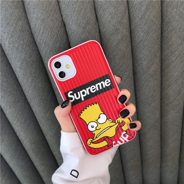 supreme シュプリーム iphone12/11/11pro/11pro maxケース キャラクターKAWSシンプソン付き iphone xr/xs  maxケースボックスロゴ アイフォン se2/x/8/7 plusカバージャケット潮流人気 送料無料