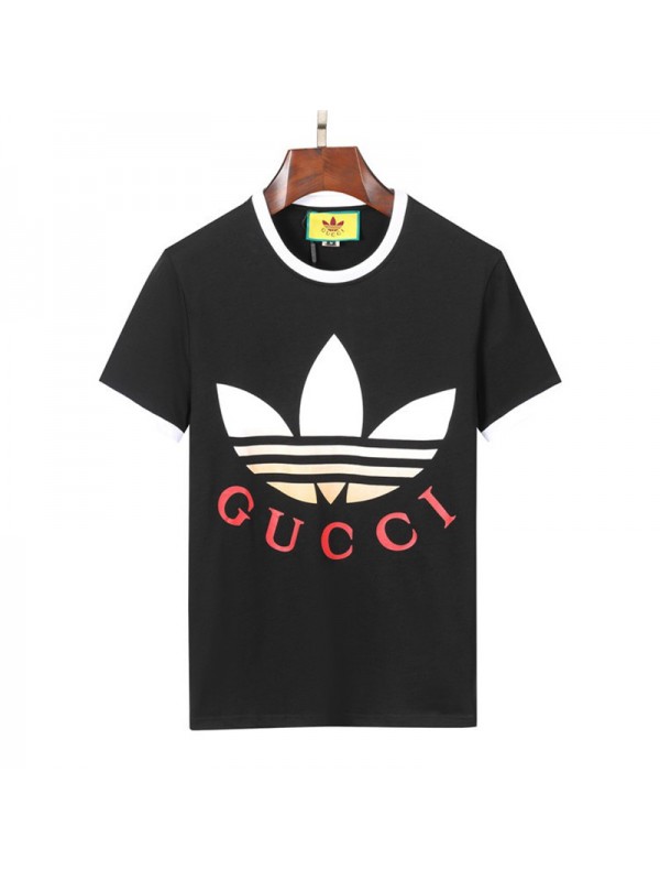 Gucciグッチ&adidas潮流個性人気  tシャツ半袖  丸首ソフトトップス キラキララインストーン男女向け 