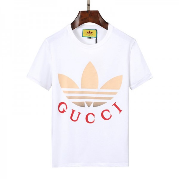 Gucciグッチ&adidas潮流個性人気  tシャツ半袖  丸首ソフトトップス キラキララインストーン男女向け 